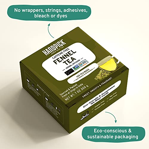 HANDPICK, Fennel Tea Bags 100 Herbal Tea Bags Caffeine Free, M...