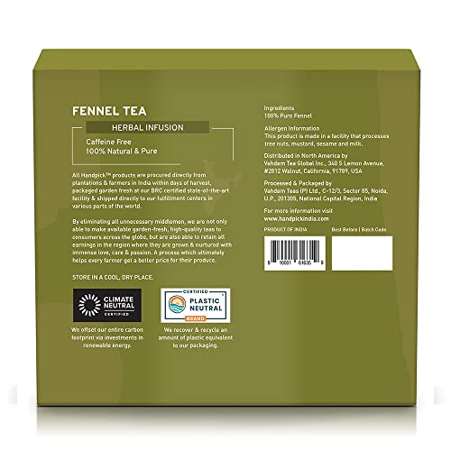 HANDPICK, Fennel Tea Bags 100 Herbal Tea Bags Caffeine Free, M...