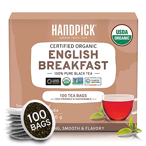 HANDPICK, Organic English Breakfast Black Tea Bags 100 Count U...