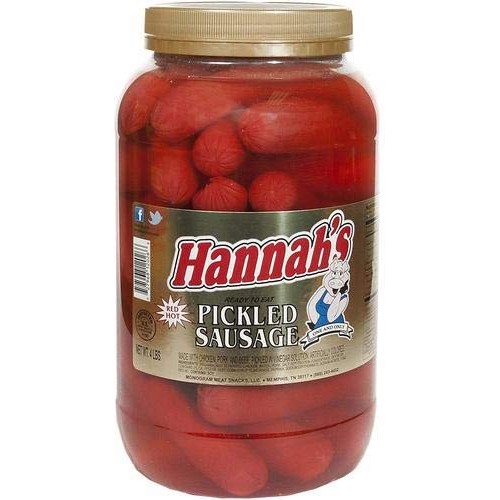 Hannahs Hot Pickled Sausage 39 Ct. Gallon Jar