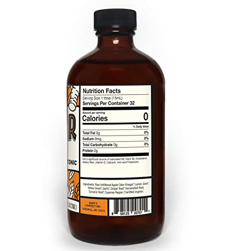 Hanys Harvest Unsweetened Fire Cider, 16 oz Glass Bottle, All N...