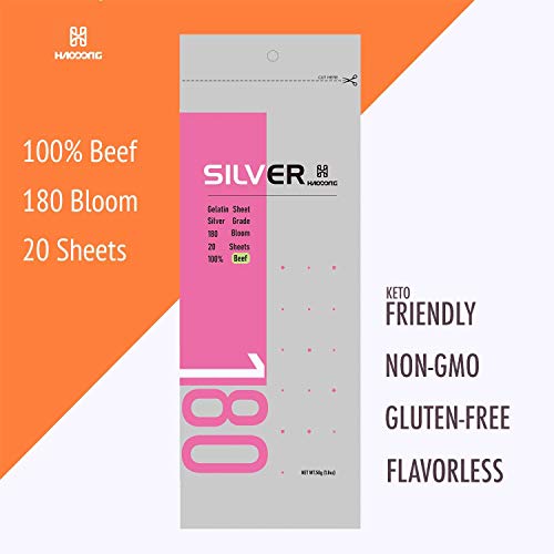Haodong Beef Gold Leaf Gelatin Sheets - 200 Bloom 20 Sheets, 40