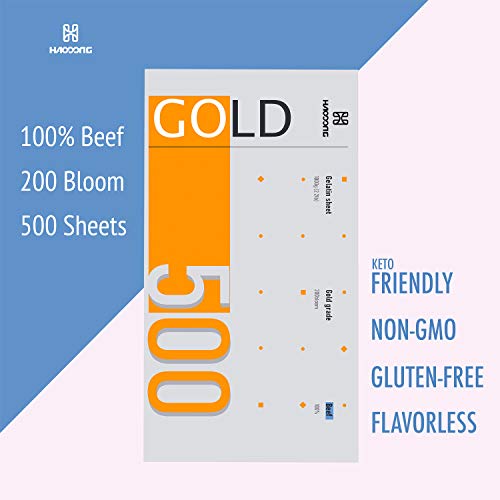 Haodong Beef Gold Leaf Gelatin Sheets - 1Kg/2.2Lbs 200Bloom -
