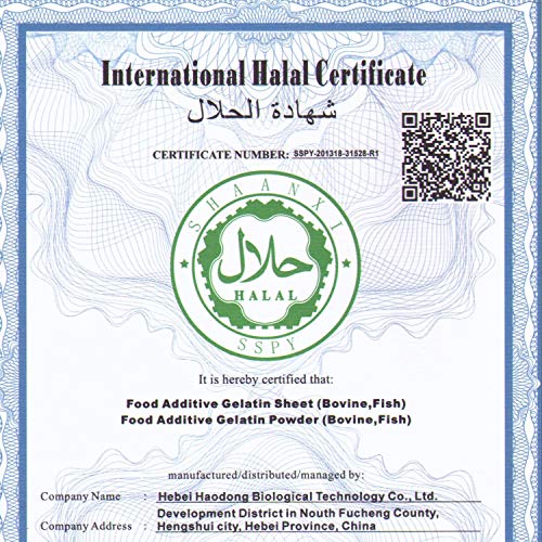 Haodong Beef Platinum Leaf Gelatin Sheets - 240 Bloom 20 Sheets