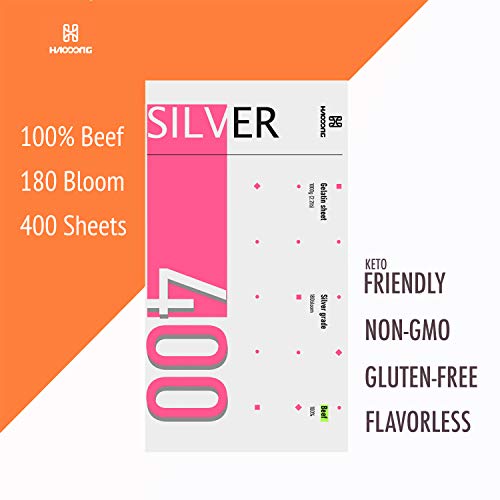 Haodong Beef Silver Leaf Gelatin Sheets - 1Kg/2.2Lbs 2.5G/Sheet