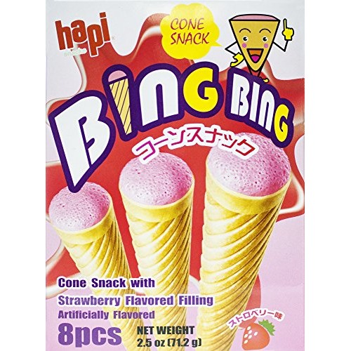 Hapi Bing Bing Cone Snack With Strawberry Flavored Filling, 2.51