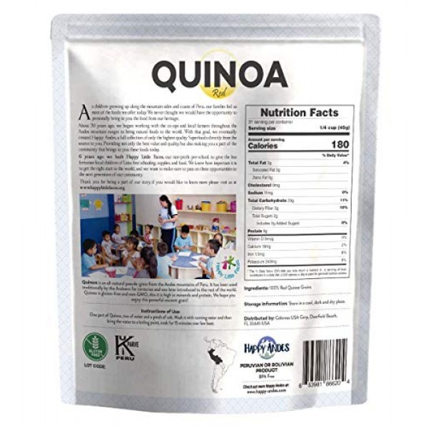 Happy Andes Red Quinoa 3 lbs - Non Gluten, Whole Grain Rice Subs...