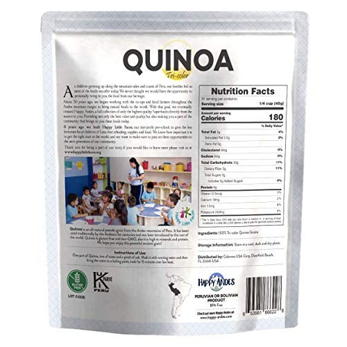 Happy Andes Tri-Color Quinoa 3 Lbs - Non Gluten, Whole Grain Ric