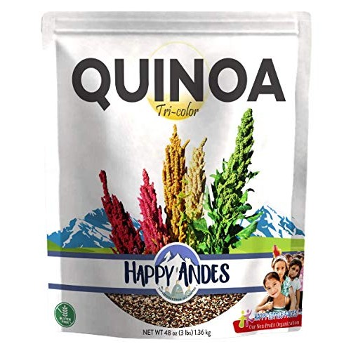 Happy Andes Tri-Color Quinoa 3 Lbs - Non Gluten, Whole Grain Ric