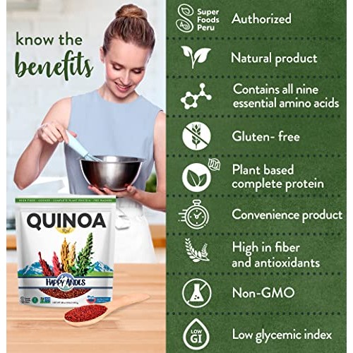 Happy Andes White Organic Quinoa 3 Lbs - Non Gluten, Whole Grain