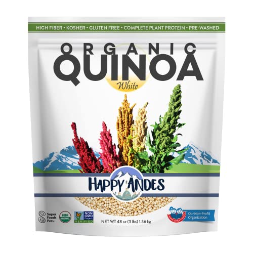 Happy Andes White Organic Quinoa 3 Lbs - Non Gluten, Whole Grain