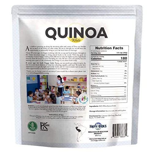 Happy Andes White Quinoa 5 Lbs - Gluten-Free, Whole Grain Natura