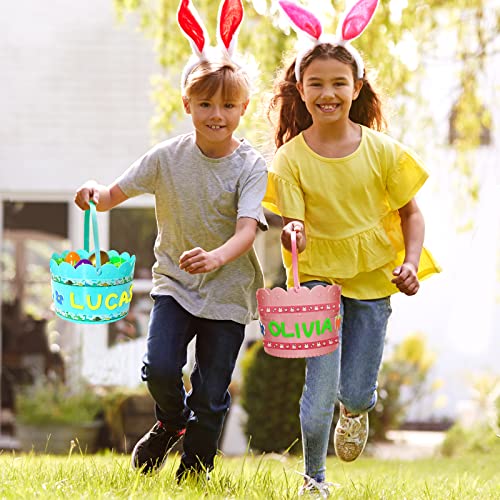 Happy Aplenty 3 Pcs DIY Easter Baskets for Kids, Personalized Ea...