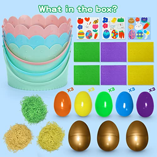 Happy Aplenty 3 Pcs DIY Easter Baskets for Kids, Personalized Ea...
