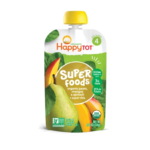 Happy Tot Superfoods Stage 4 Organic Toddler Food Pear Mango Spi