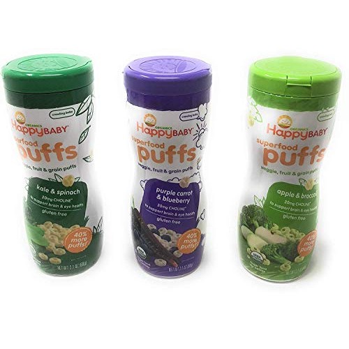 Happy Baby Organic Puffs 2.1 Oz Mixed 3 Pack 1 Kale &Amp; Spinach,