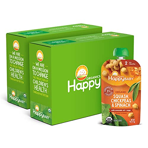 Happy Baby Organics Savory Blends Stage 2 Baby Food, Squash Chic