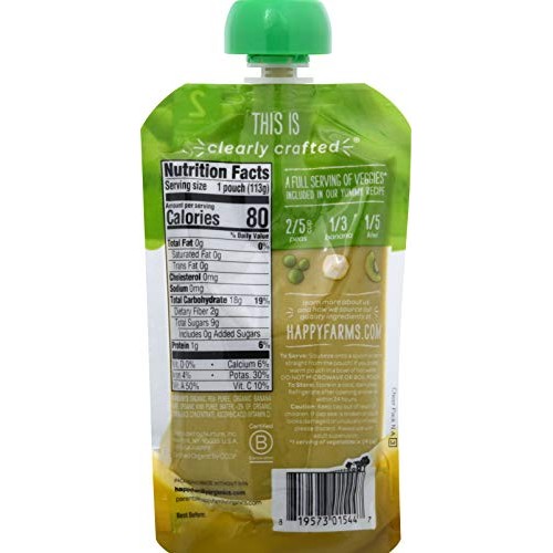 Happy Baby Clearly Crafted Veggies Peas, Bananas, &Amp; Kiwi Baby Fo