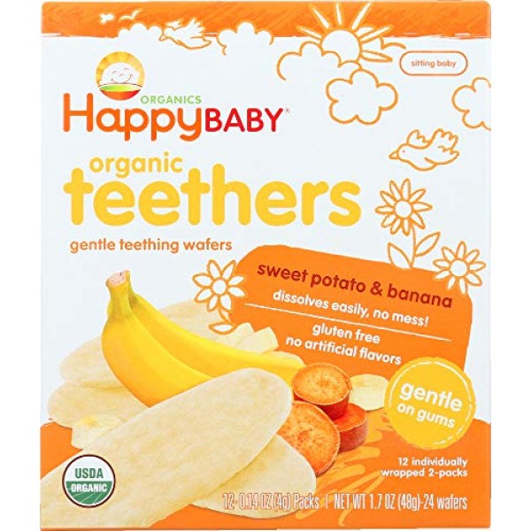 Happy Baby NOT A CASE Gentle Teething Wafers Banana & Sweet Po...