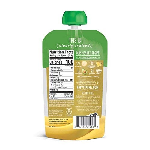 Happy Baby Organic Banana Pineapple Avocado Granola Baby Food, 4 Oz