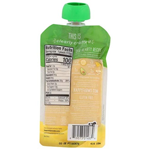 Happy Baby Organic Banana Pineapple Avocado Granola Baby Food, 4 Oz