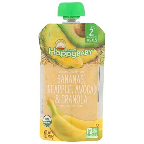 Happy Baby Organic Banana Pineapple Avocado Granola Baby Food, 4 Oz