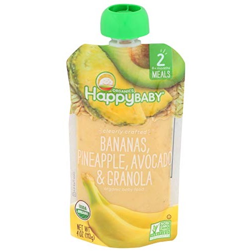 Happy Baby Organic Banana Pineapple Avocado Granola Baby Food, 4 Oz