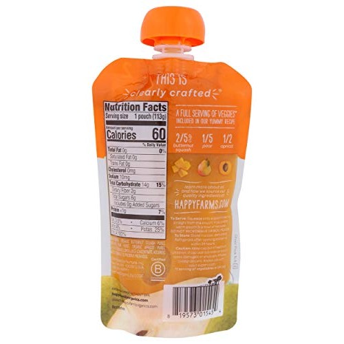 Happy Baby Organic Squash, Pears &Amp; Apricots Baby Food, 4 Oz