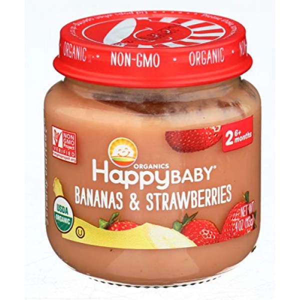 Happy Baby Organic Stage 2 Bananas &Amp; Strawberries, 4 Oz