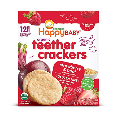 Happy Baby Organics Organic Teether Crackers Gluten Free Strawbe