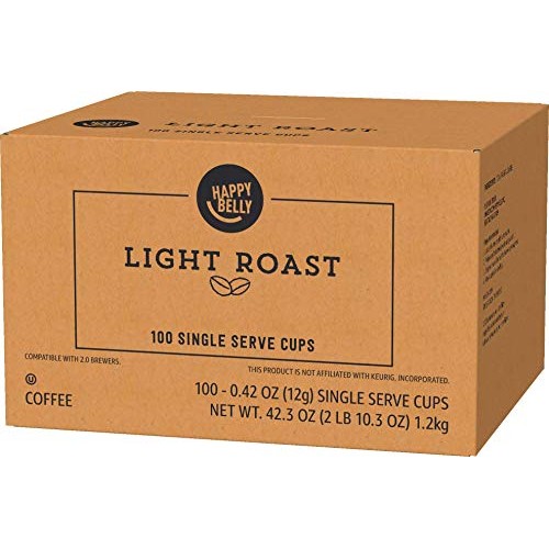 Amazon Brand - 100 Ct. Happy Belly Light Roast Coffee Pods, Haze