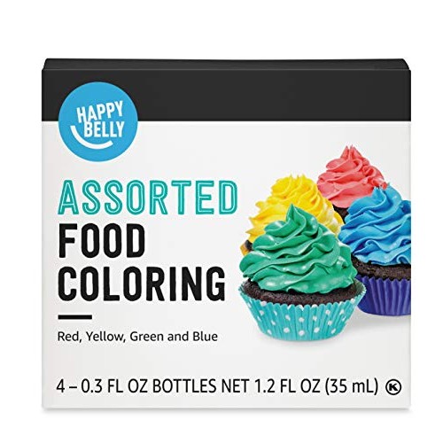 Amazon Brand - Happy Belly Assorted Food Coloring, 1.2 Fl Oz