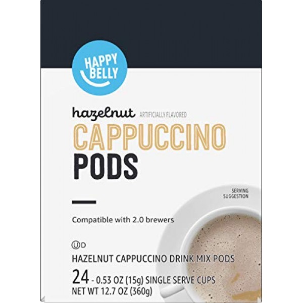 Amazon Brand - Happy Belly Cappuccino Coffee Pods Compatible wit...
