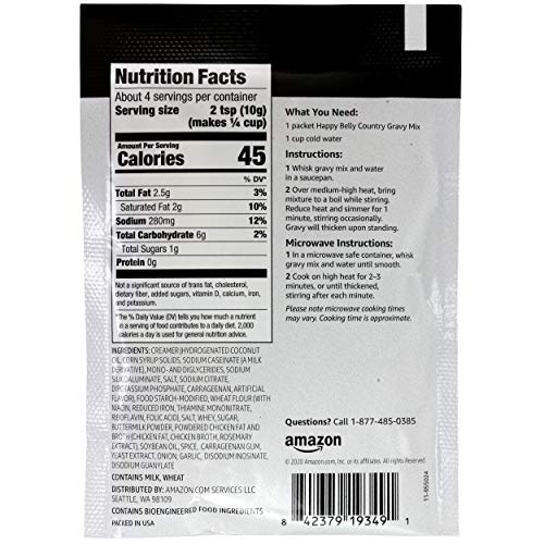 Amazon Brand - Happy Belly Country Gravy Mix, 1.37 Oz Pack Of 12