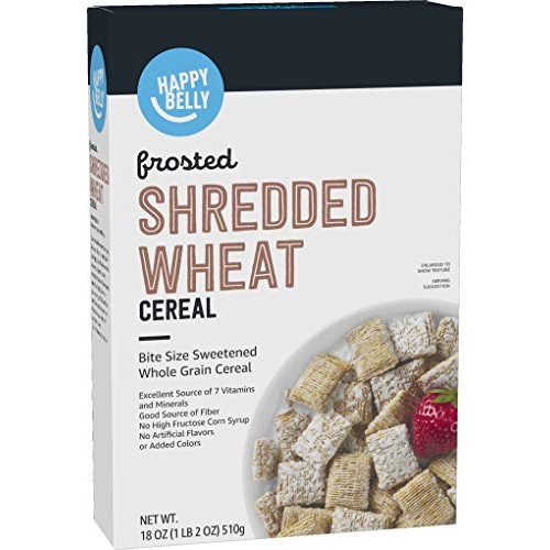Amazon Brand - Happy Belly Frosted Shredded Wheat Cereal, 18 Ounce