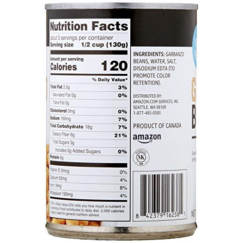 Amazon Brand - Happy Belly Garbanzo Beans, 15 Ounce