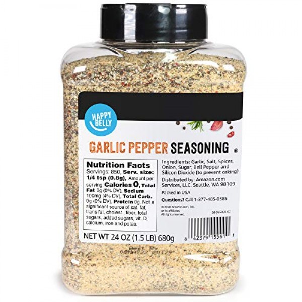 Amazon Brand - Happy Belly Garlic Pepper, 24 Ounces
