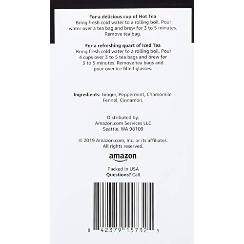 Amazon Brand - Happy Belly Ginger Herbal Tea Bags, 20 Count