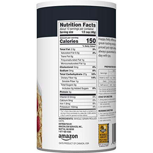 Amazon Brand - Happy Belly Old Fashioned Oats, 18 Ounce
