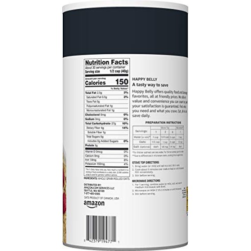 Amazon Brand - Happy Belly Old Fashioned Oats, 42 Ounce
