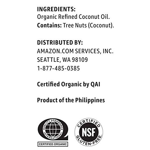 Amazon Brand - Happy Belly Organic Refined Coconut Oil, 30 Fl Oz
