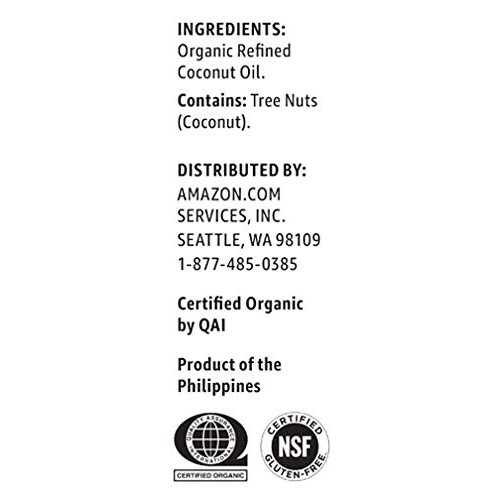 Amazon Brand - Happy Belly Organic Refined Coconut Oil, 30 Fl Oz