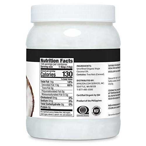 Amazon Brand - Happy Belly Organic Virgin Coconut Oil, 54 Oz Pr