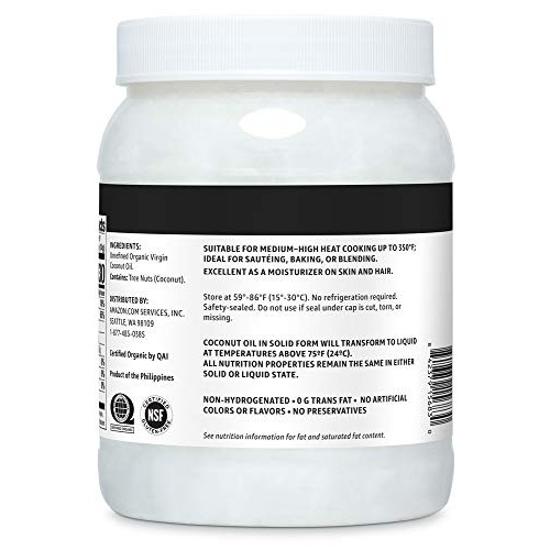 Amazon Brand - Happy Belly Organic Virgin Coconut Oil, 54 Oz Pr