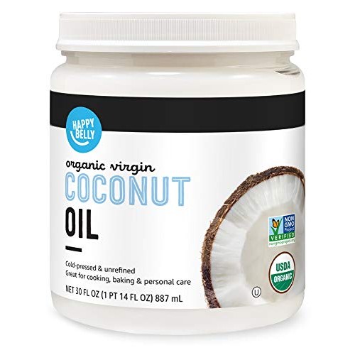 Amazon Brand - Happy Belly Organic Virgin Coconut Oil, 30 Fl Oz