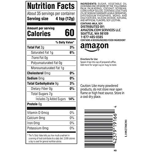 Amazon Brand - Happy Belly Powdered Non-Dairy Hazelnut Coffee Cr