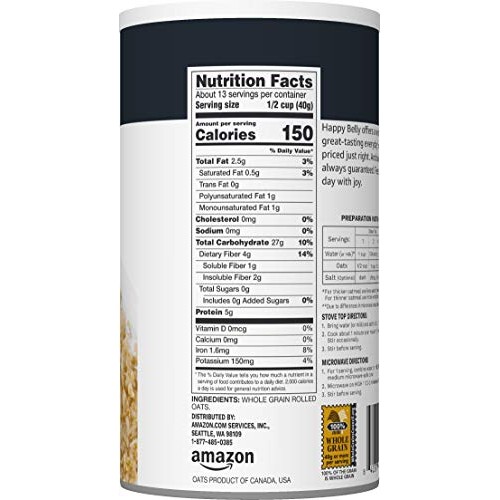 Amazon Brand - Happy Belly Quick Cook Oats, 18 Ounce