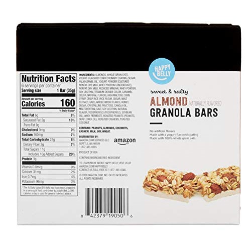 Amazon Brand - Happy Belly Sweet & Salty Almond Granola Bars, 6 ...