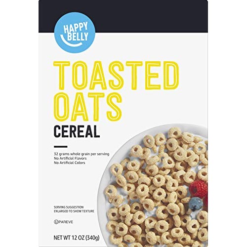 Amazon Brand - Happy Belly Toasted Oats Cereal, 12Oz