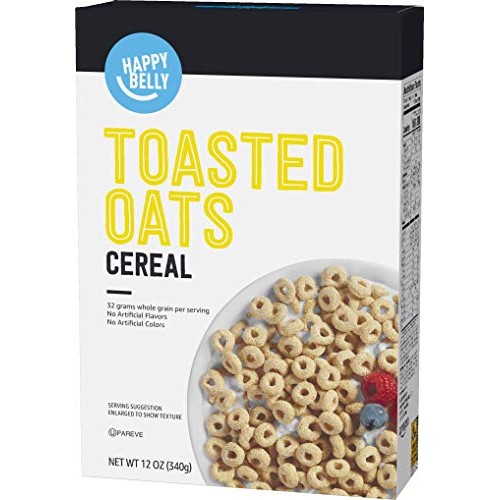 Amazon Brand - Happy Belly Toasted Oats Cereal, 12Oz